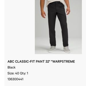 Lululemon ABC Classic- Fit Pant 32” Warpstreme